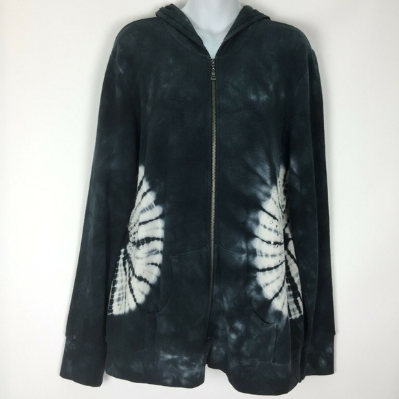 B.L.E.U. Jackets & Blazers - BLEU XL Gray Tie Dye Thermal Jacket Hooded Pockets